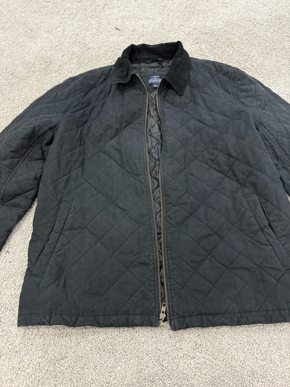 L.L. Bean Quilted Lightweight Jacket in Black with Corduroy Collar